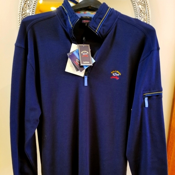 Paul & Shark 100% Navy Cotton Quarter Zip Yachting Sweatshirt Vintage - Picture 8 of 8